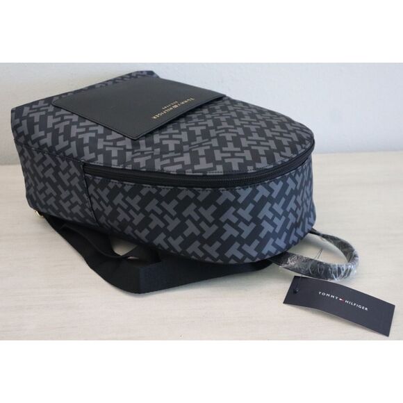 Tommy Hilfiger 69J8944-001 Unisex Black/Gray Allover Logo Print Backpack - Picture 10 of 10